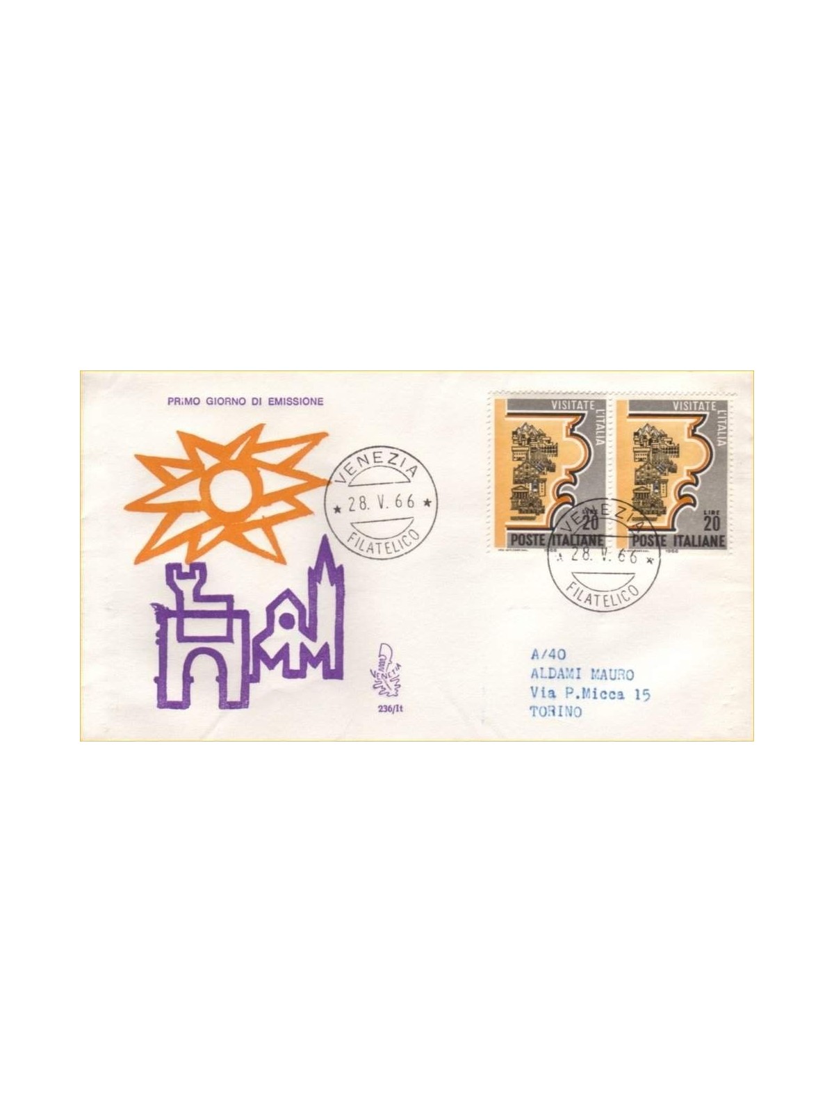 ITALIA 1966 FDC (Venetia) Propaganda turistica