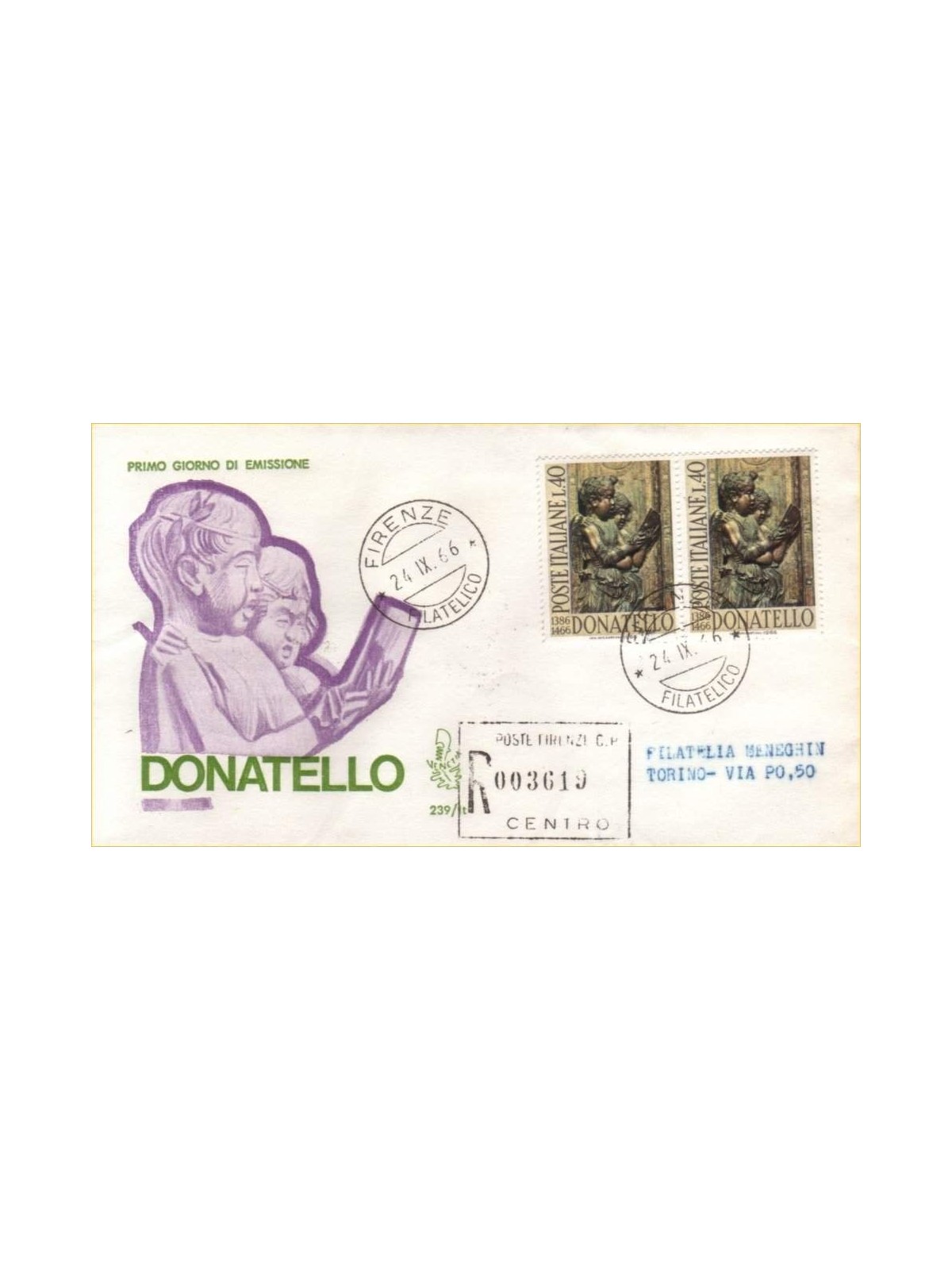 ITALIA 1966 FDC (Venetia) Donatello racc