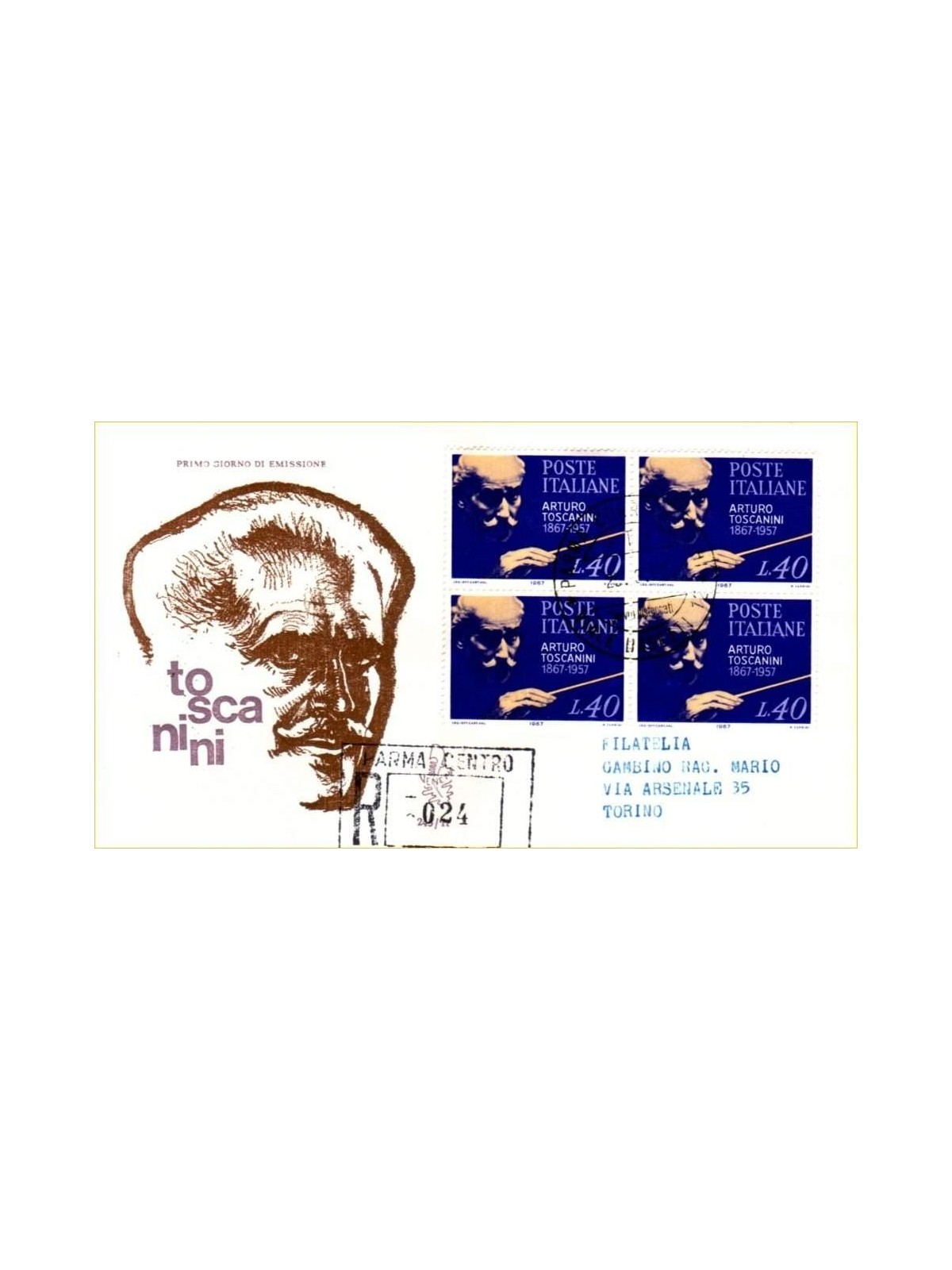 ITALY 1967 FDC (Venetia) Arturo Toscanini rec