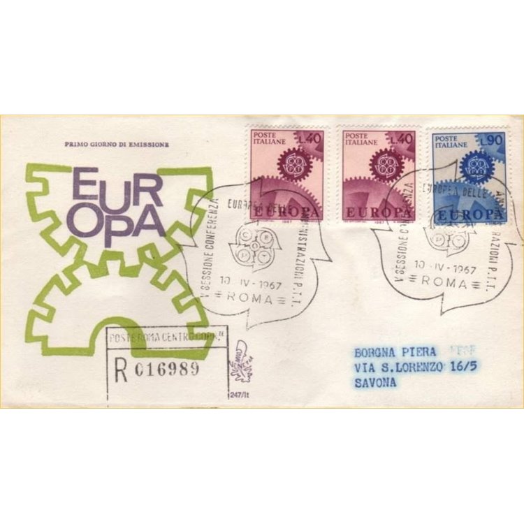 ITALY 1967 FDC (Venetia) Europa Cept rec