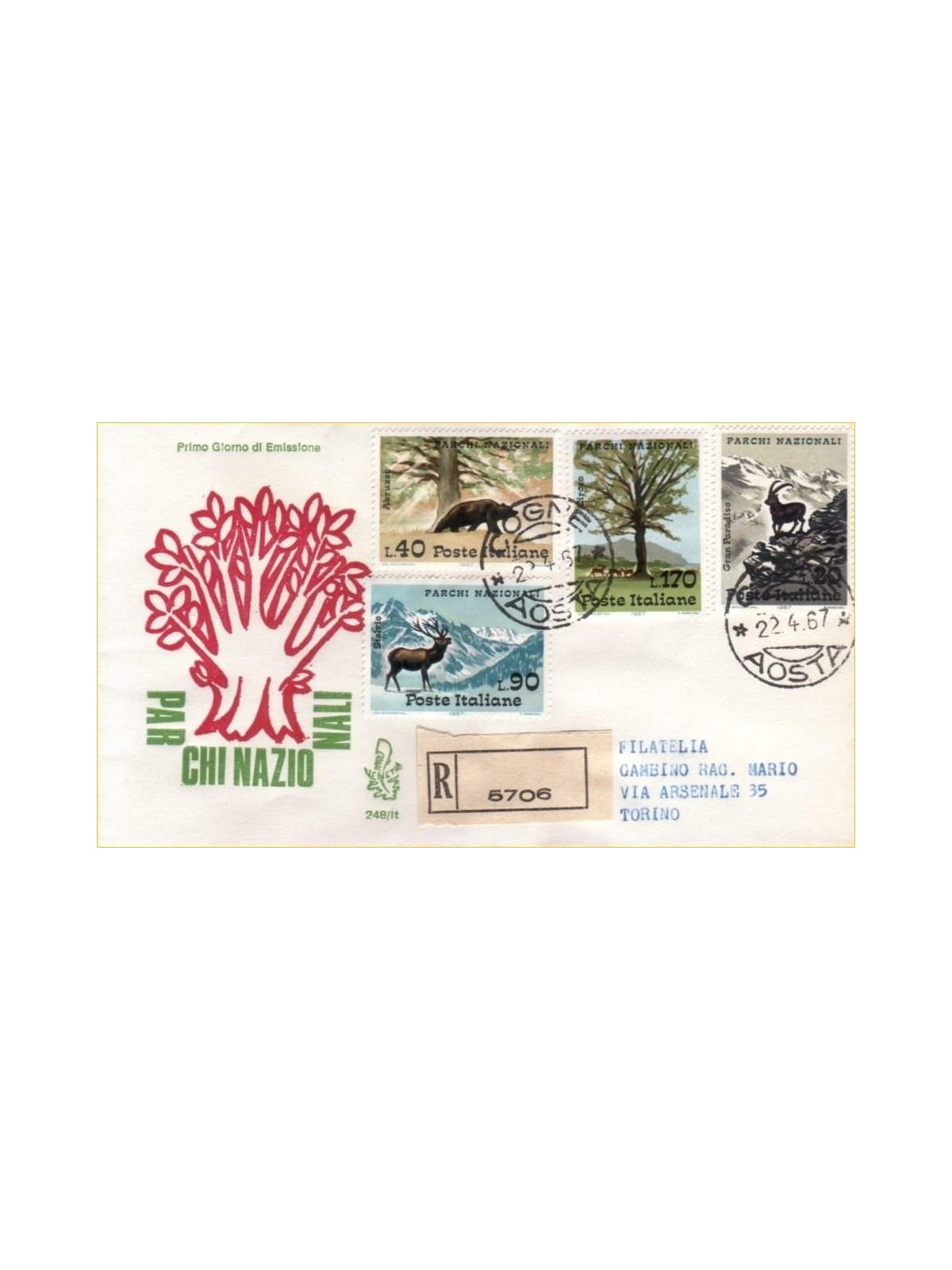 ITALY 1967 FDC (Venice) National parks collected