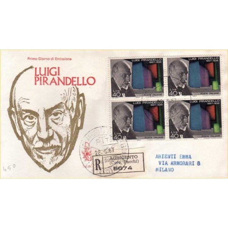 ITALY 1967 FDC (Venice) Luigi Pirandello collection
