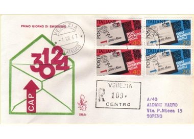 ITALIA 1967 FDC (Venetia) Codice Avviamento Postale racc