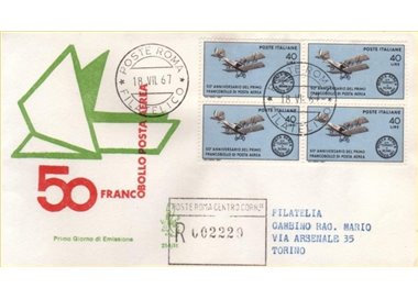 ITALY 1967 FDC (Venetia) 50th airmail stamp collected