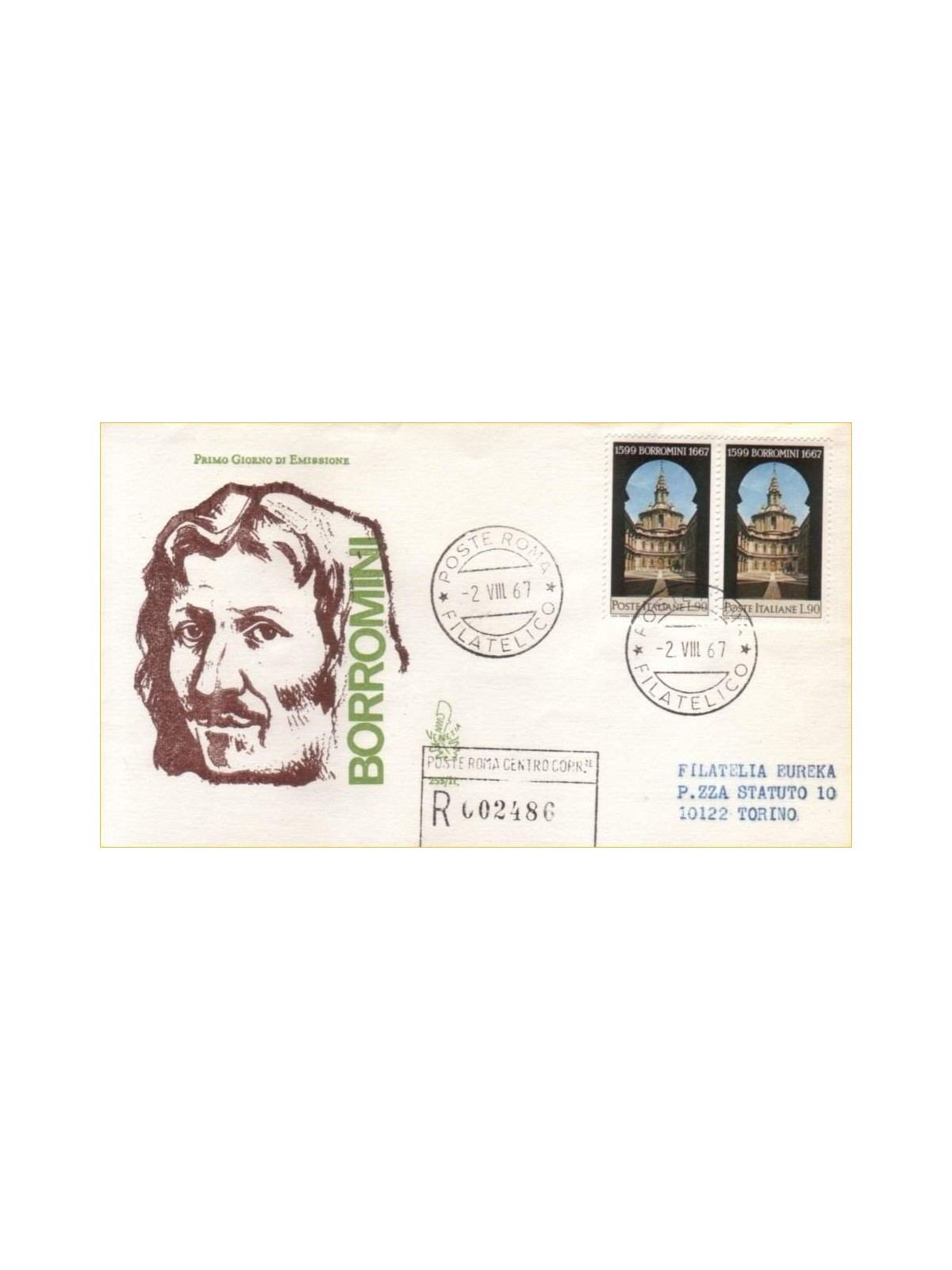 ITALIA 1967 FDC (Venetia) Francesco Borromini racc