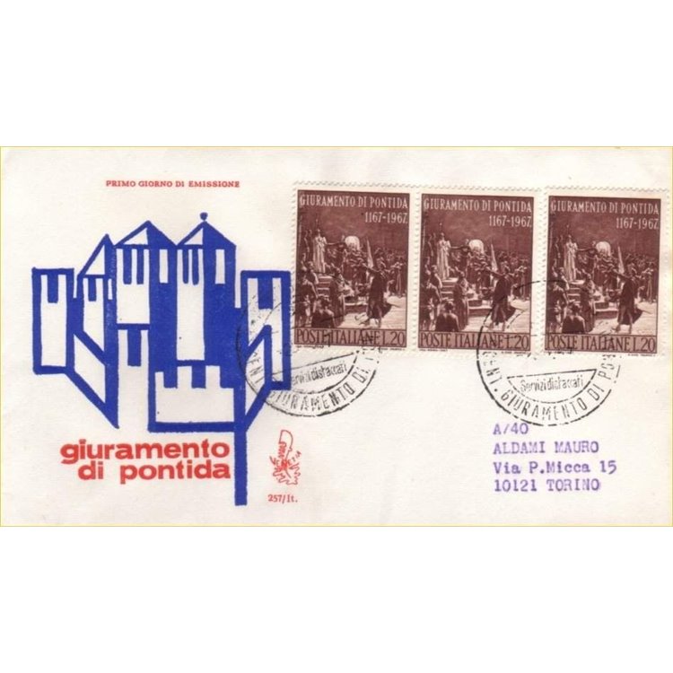 ITALIA 1967 FDC (Venetia) Giuramento di Pontida