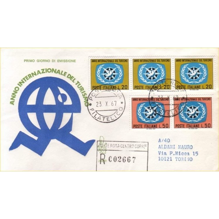 ITALIA 1967 FDC (Venetia) Anno del turismo racc
