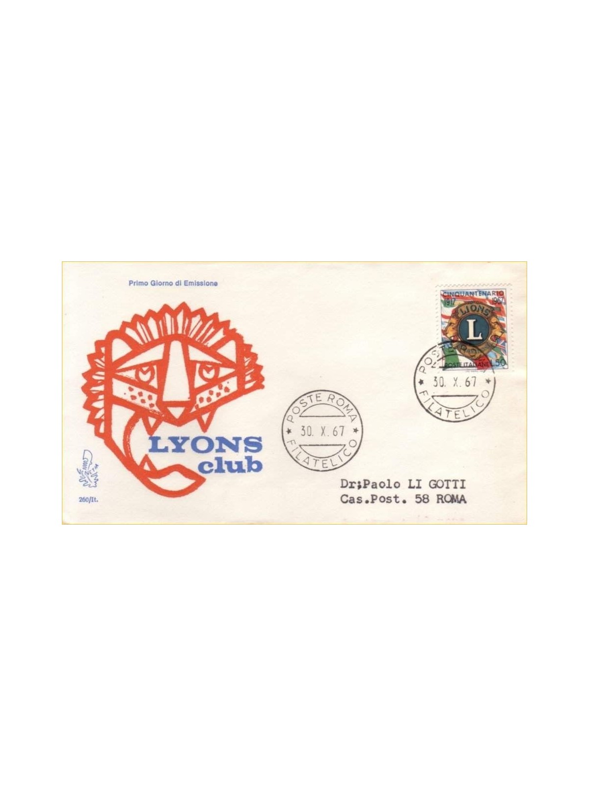 ITALIA 1967 FDC (Venetia) Lions