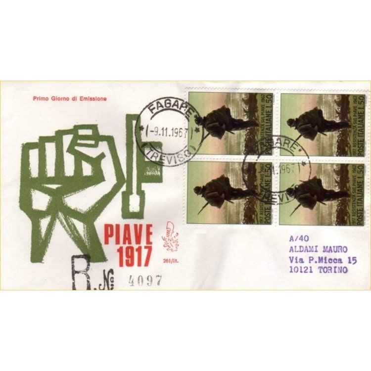 ITALIA 1967 FDC (Venetia) Resistenza sul Piave racc