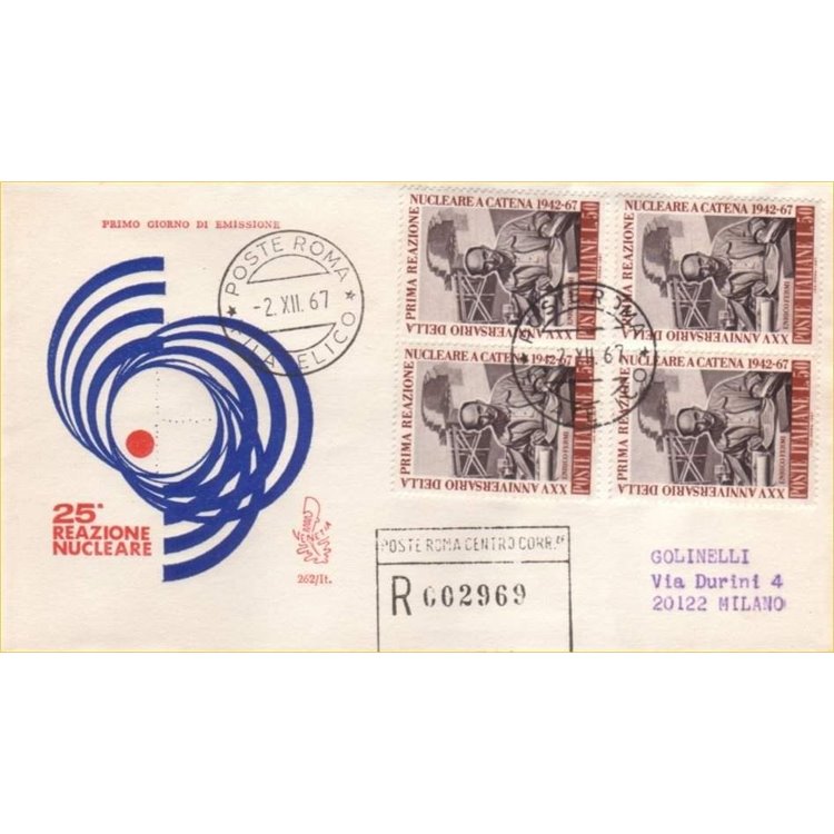 ITALY 1967 FDC (Venice) Nuclear reaction collected