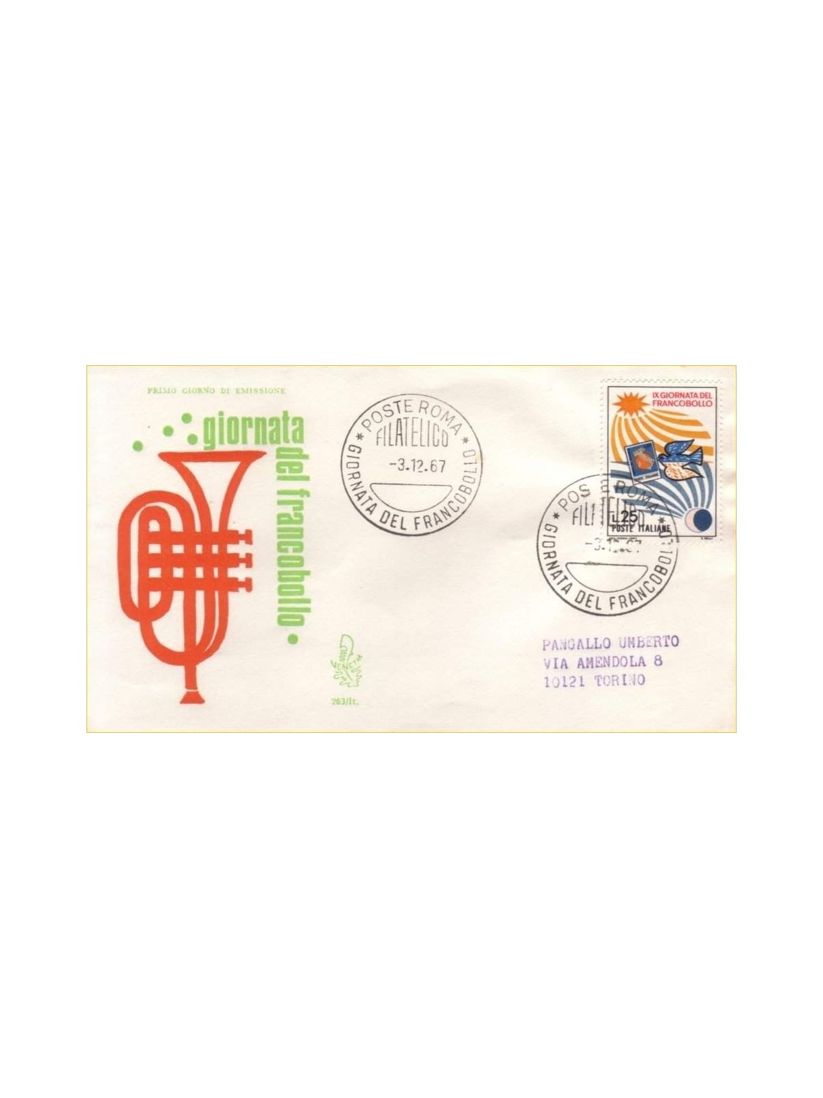 ITALY 1967 FDC (Venice) Stamp Day