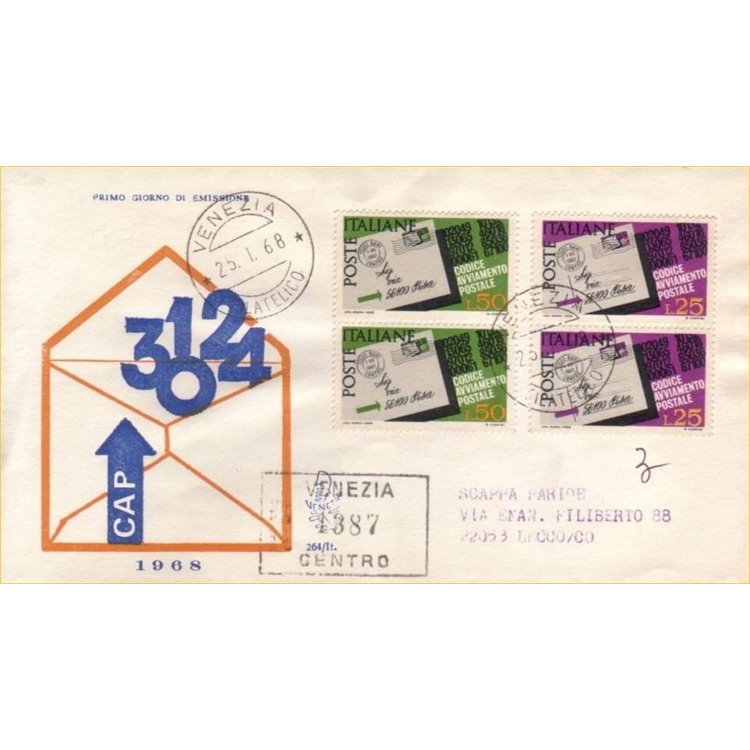 ITALIA 1968 FDC (Venetia) Codice Avviamento Postale racc