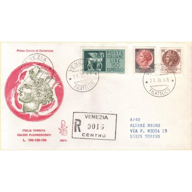 ITALY 1968 FDC (Venetia) Siracusana 3v collectible