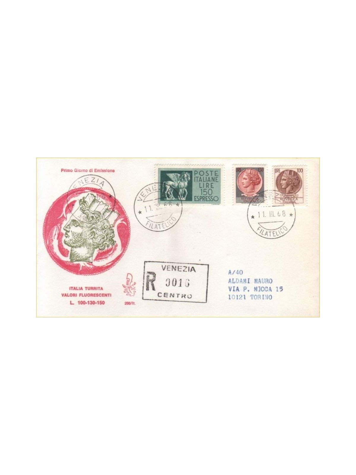 ITALY 1968 FDC (Venetia) Siracusana 3v collectible