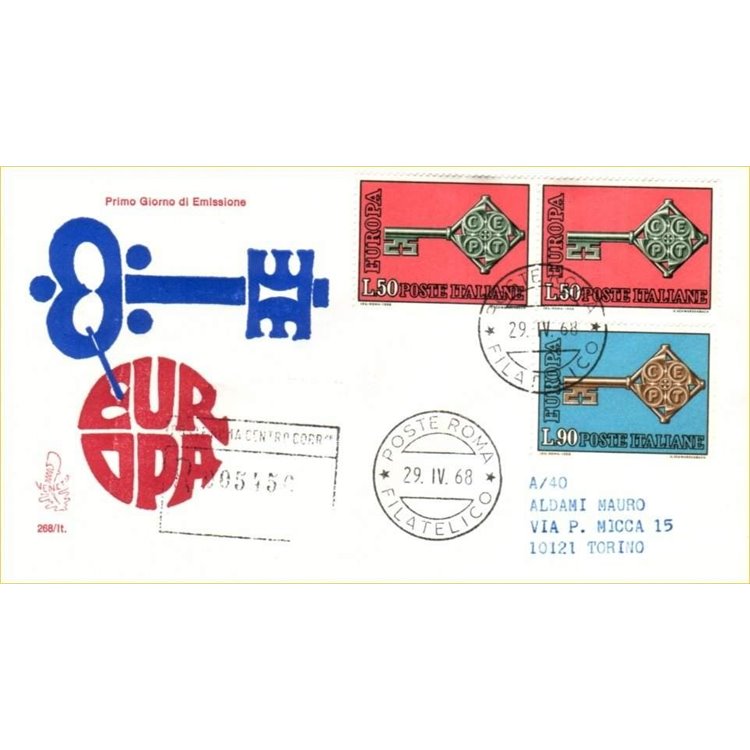 ITALIA 1968 FDC (Venetia) Europa Cept racc