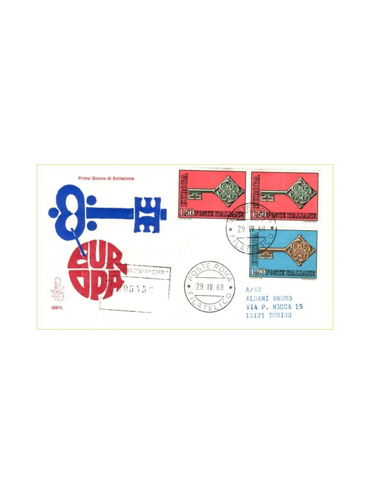 ITALIA 1968 FDC (Venetia) Europa Cept racc