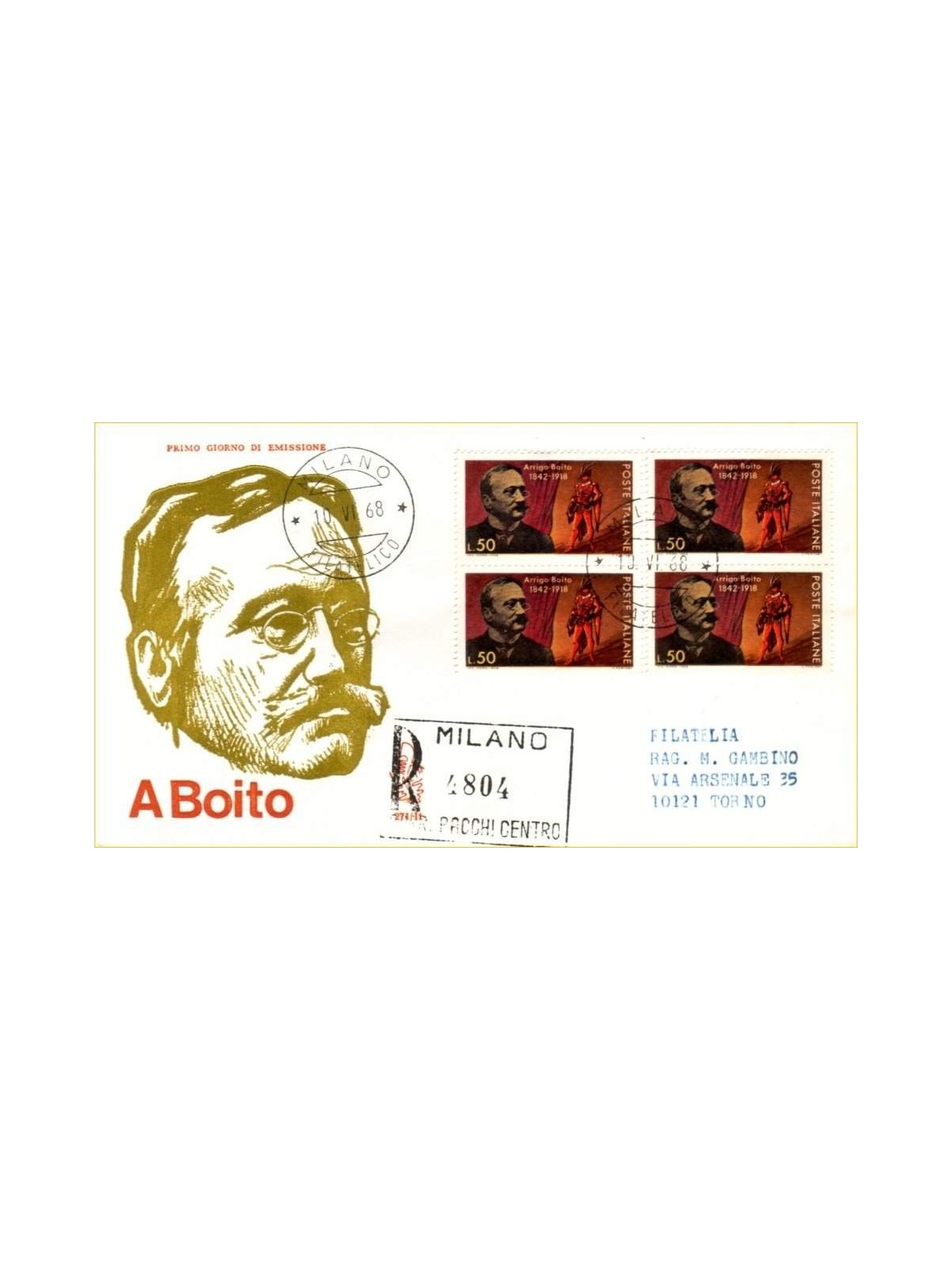 ITALY 1968 FDC (Venice) Arrigo Boito collection