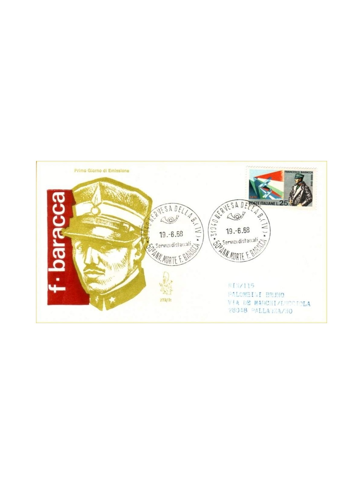 ITALIA 1968 FDC (Venetia) Francesco Baracca