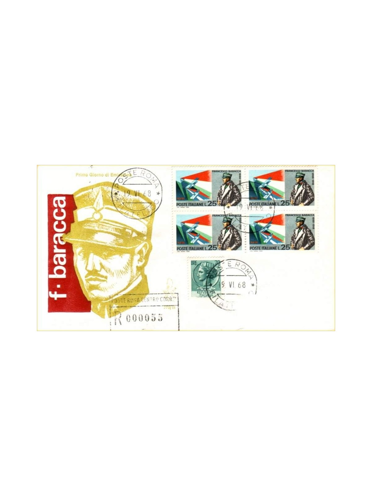 ITALIA 1968 FDC (Venetia) Francesco Baracca racc
