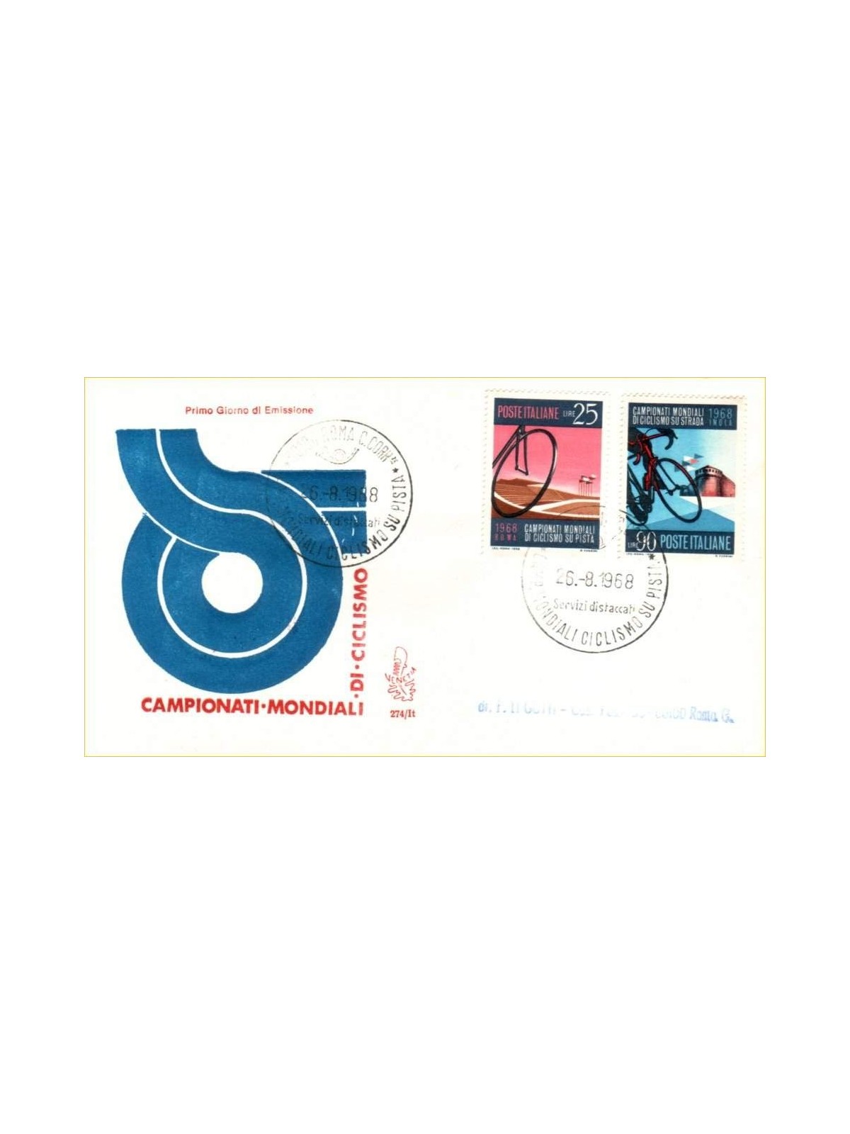 ITALY 1968 FDC (Venice) Cycling