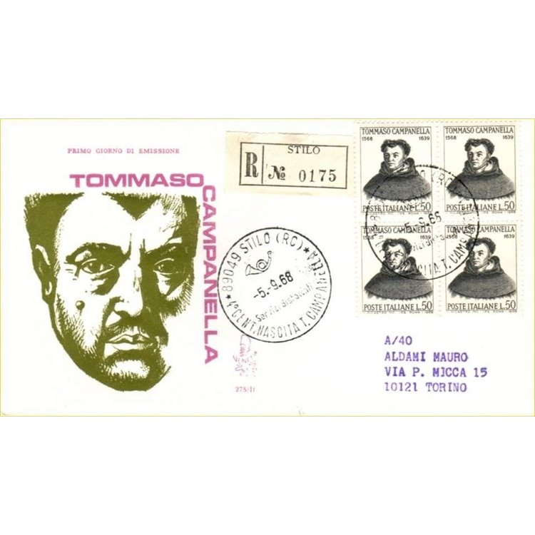 ITALY 1968 FDC (Venice) Tommaso Campanella collected