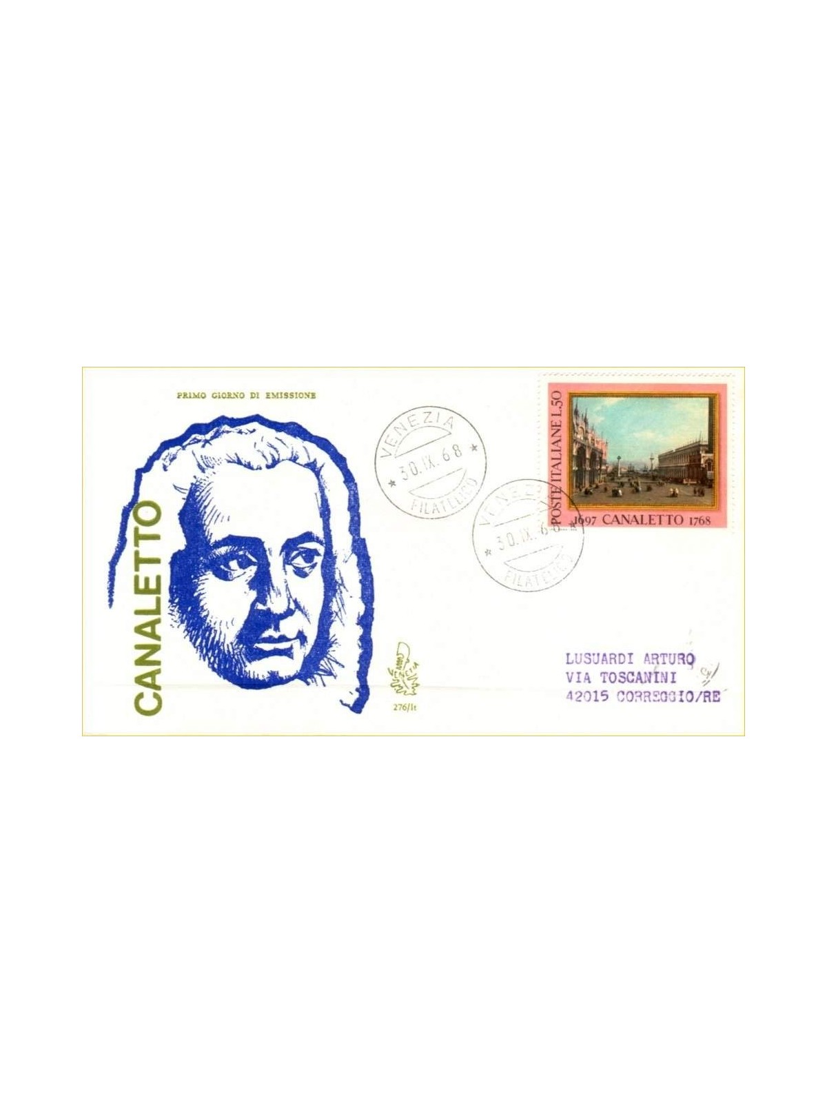 ITALY 1968 FDC (Venice) Canaletto ord