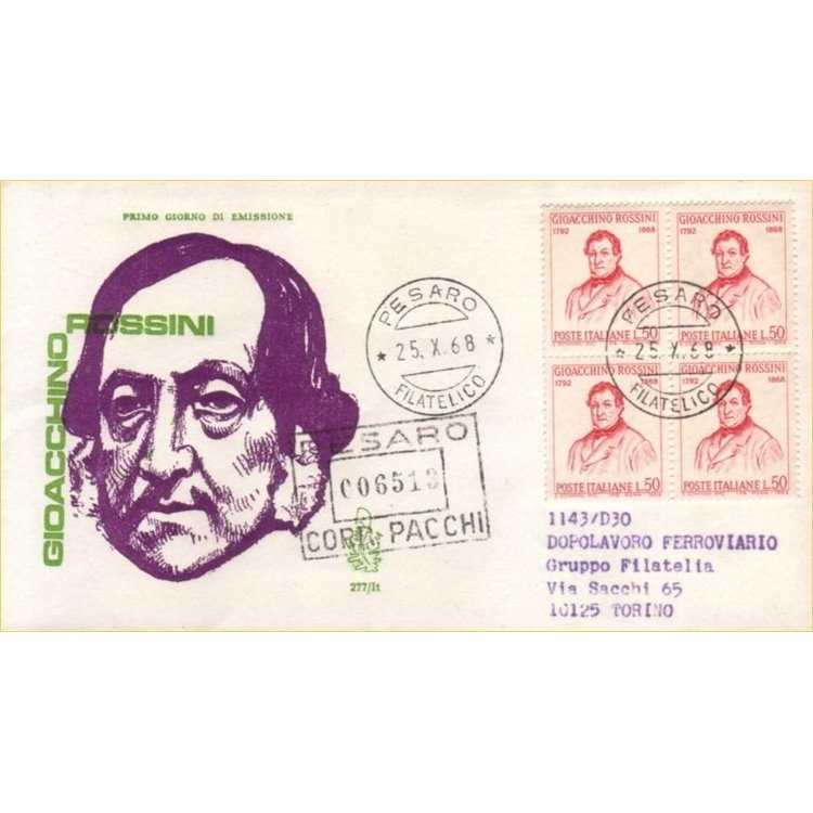 ITALIA 1968 FDC (Venetia) Gioacchino Rossini racc