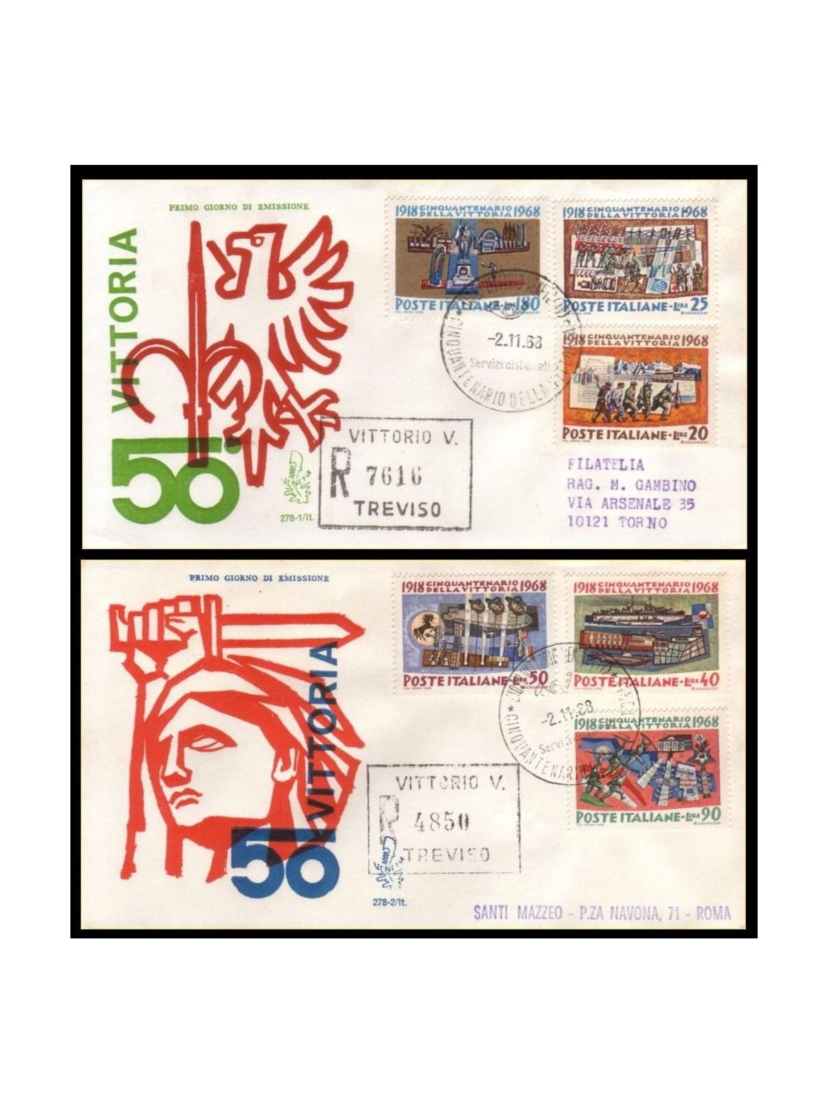 ITALY 1968 FDC (Venice) Anniversary of the Victory collected