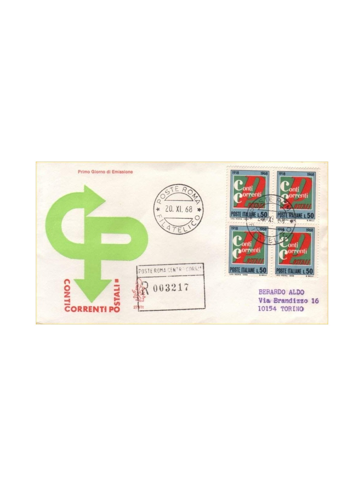 ITALY 1968 FDC (Venice) Collected current accounts