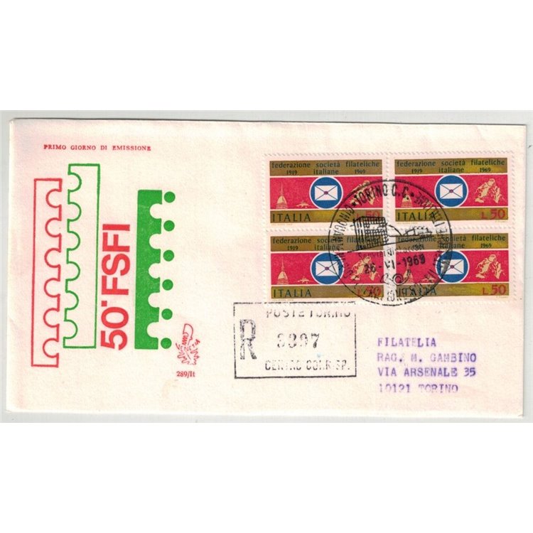 ITALIA 1969 FDC (Venetia) Società filateliche racc