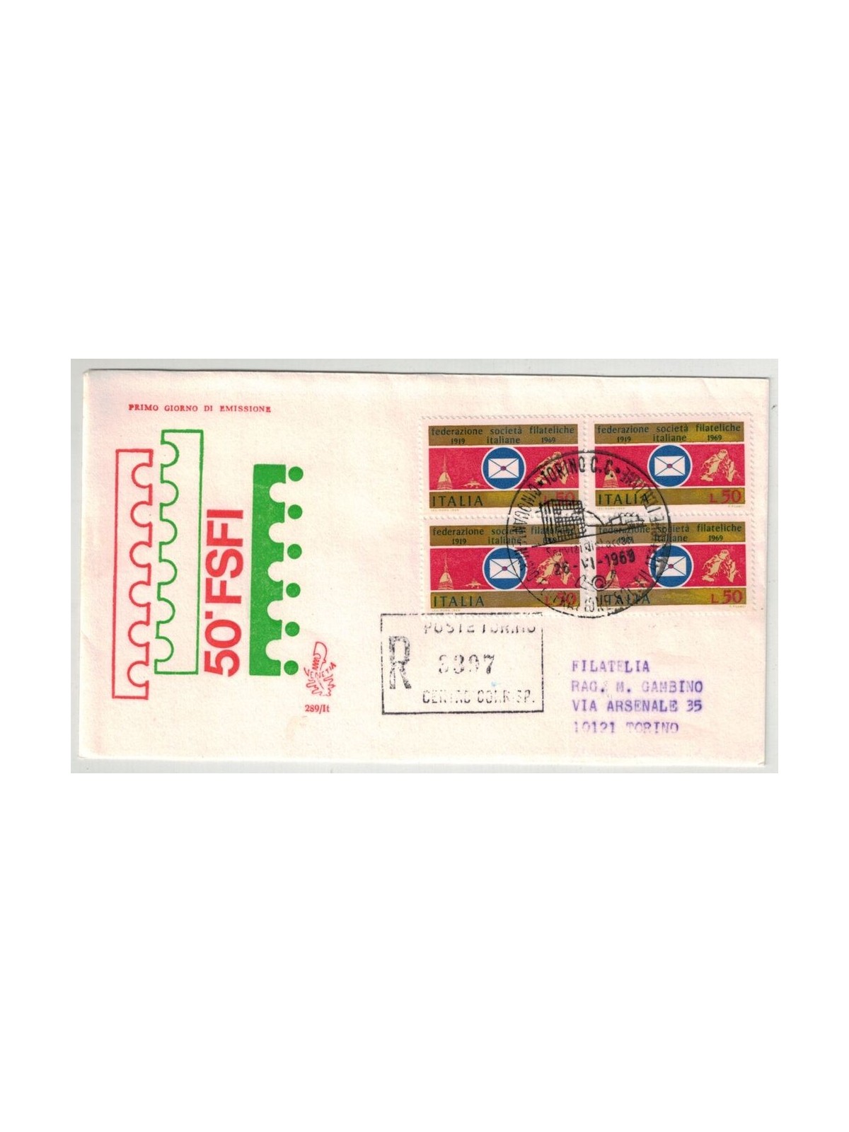 ITALIA 1969 FDC (Venetia) Società filateliche racc