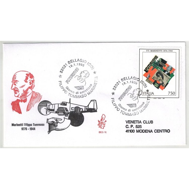 ITALY 1996 FDC (Venice) Marinetti