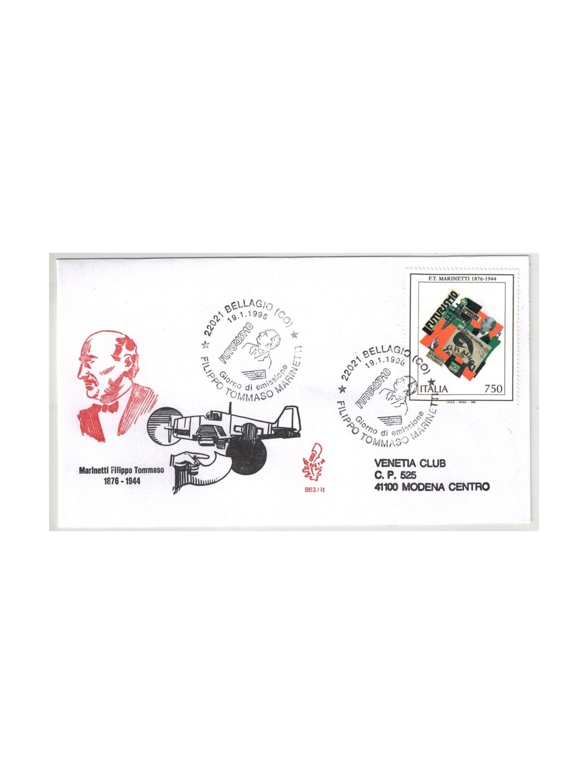 ITALIA 1996 FDC (Venetia) Marinetti