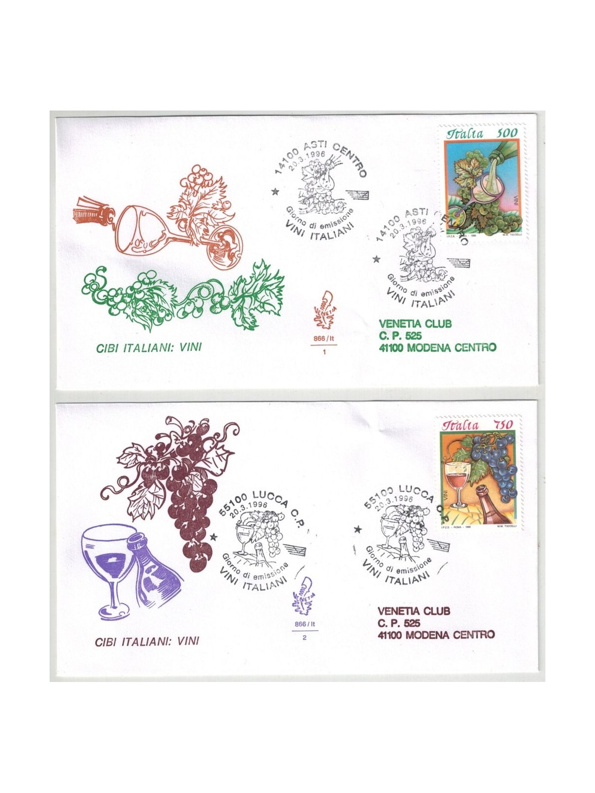 ITALIA 1996 FDC (Venetia) Cibi italiani