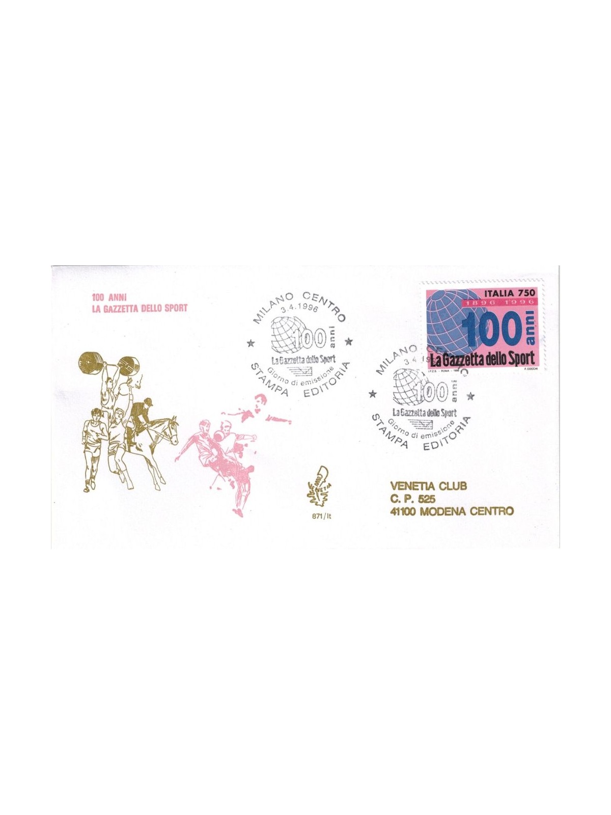 ITALIA 1996 FDC (Venetia) Gazzetta dello sport