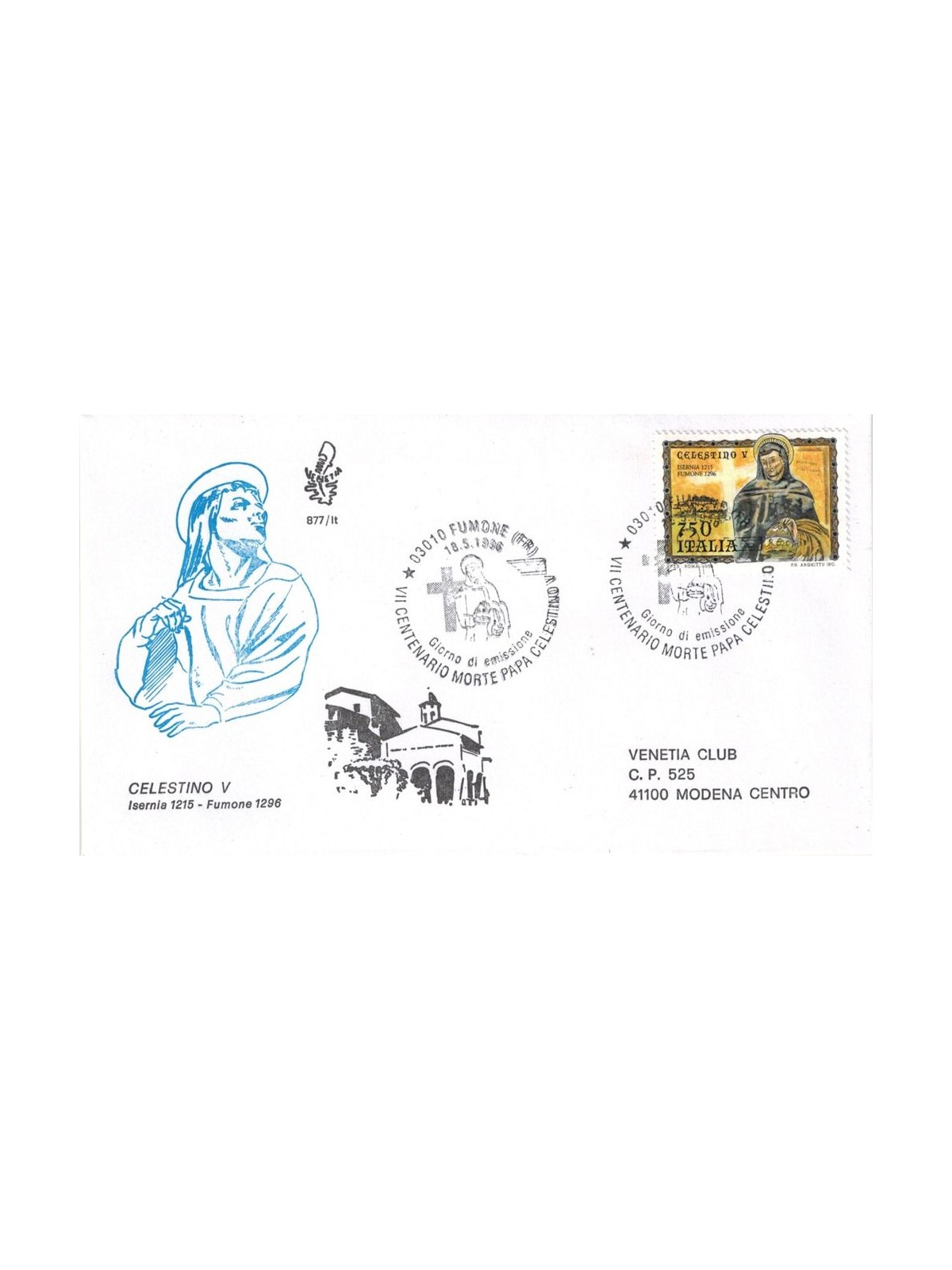 ITALIA 1996 FDC (Venetia) Papa Celestino