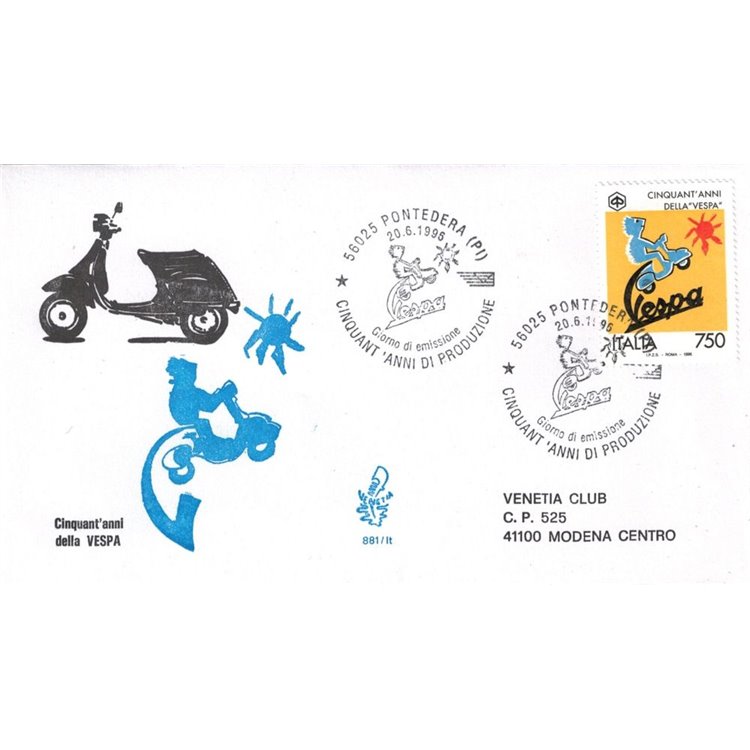 ITALY 1996 FDC (Venice) 50th Vespa