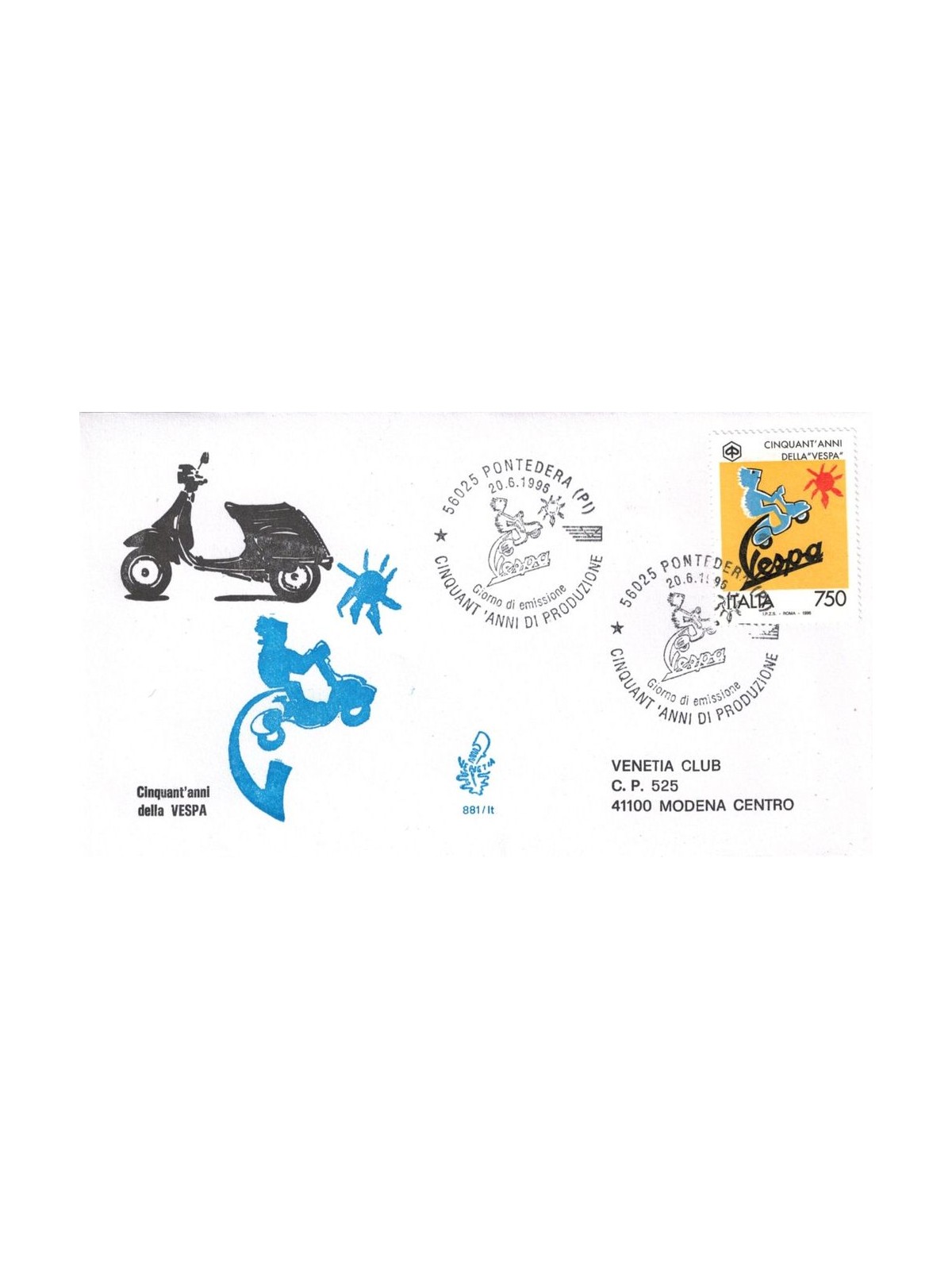 ITALY 1996 FDC (Venice) 50th Vespa