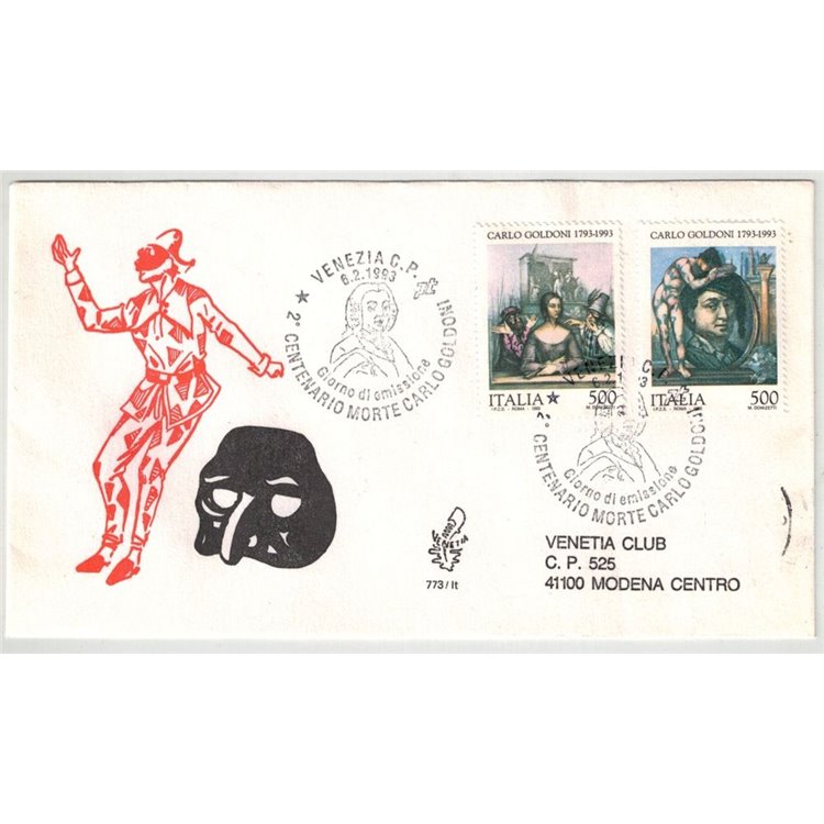 ITALIA 1993 FDC (Venetia) Carlo Goldoni