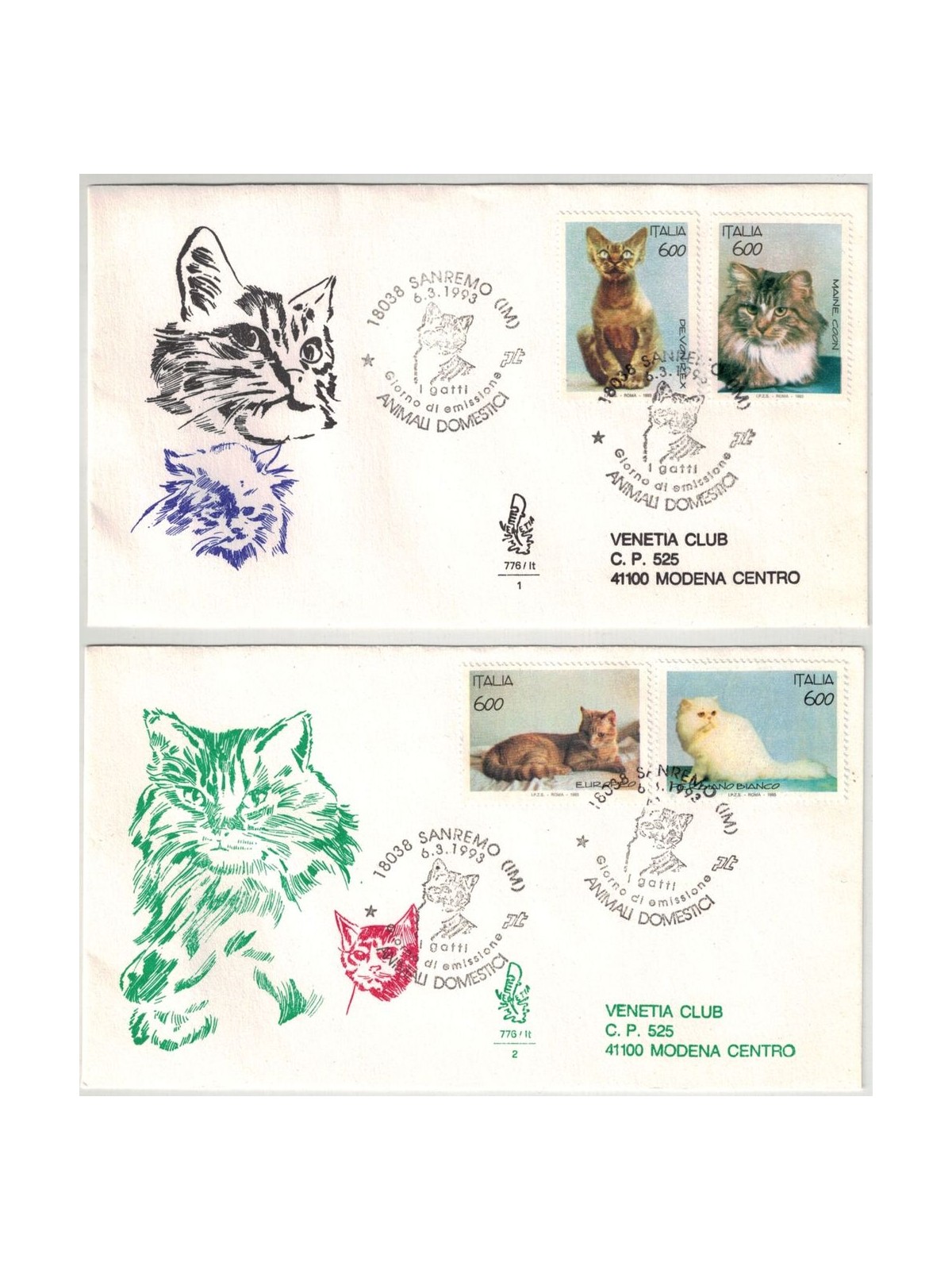 ITALIA 1993 FDC (Venetia) Animali domestici