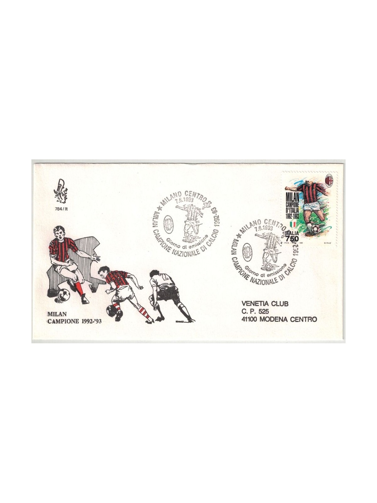 ITALY 1993 FDC (Venice) Milan champion