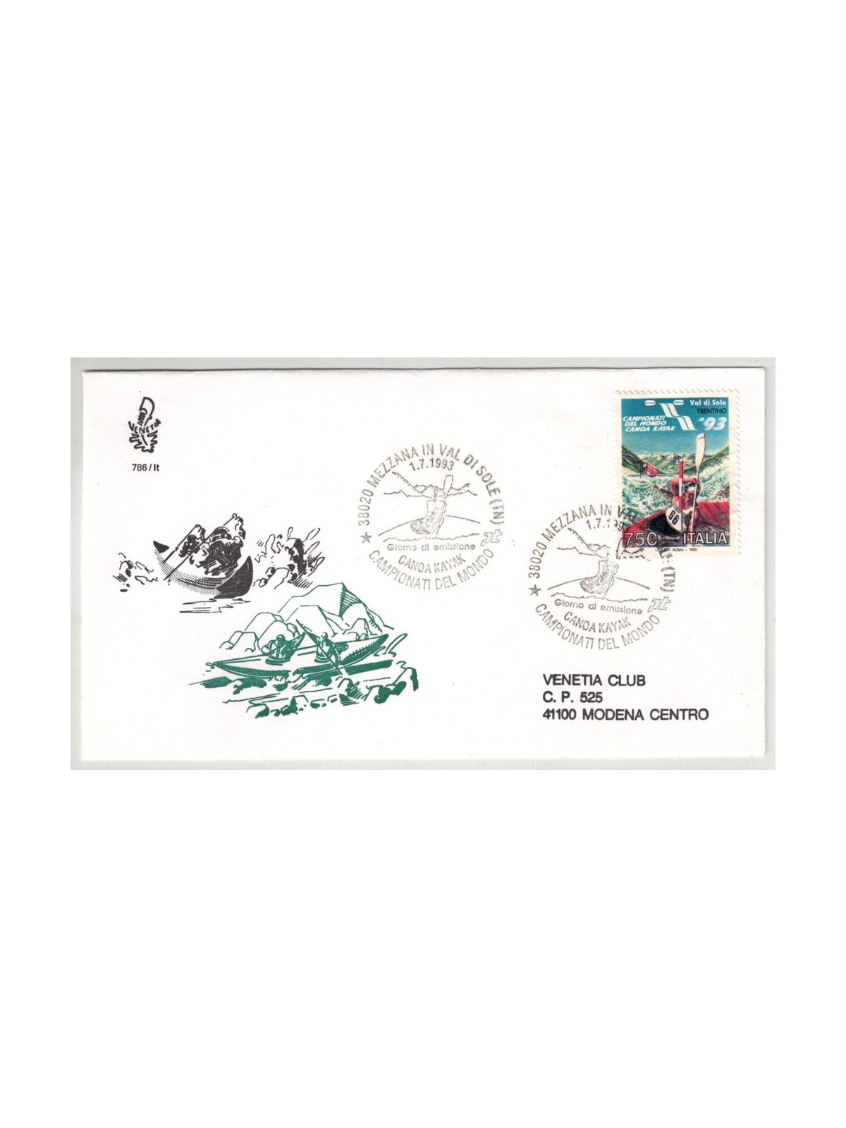 ITALIA 1993 FDC (Venetia) Canoa kayak
