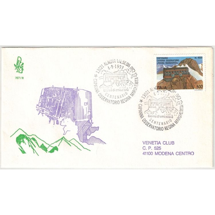 ITALIA 1993 FDC (Venetia) Capanna Margherita