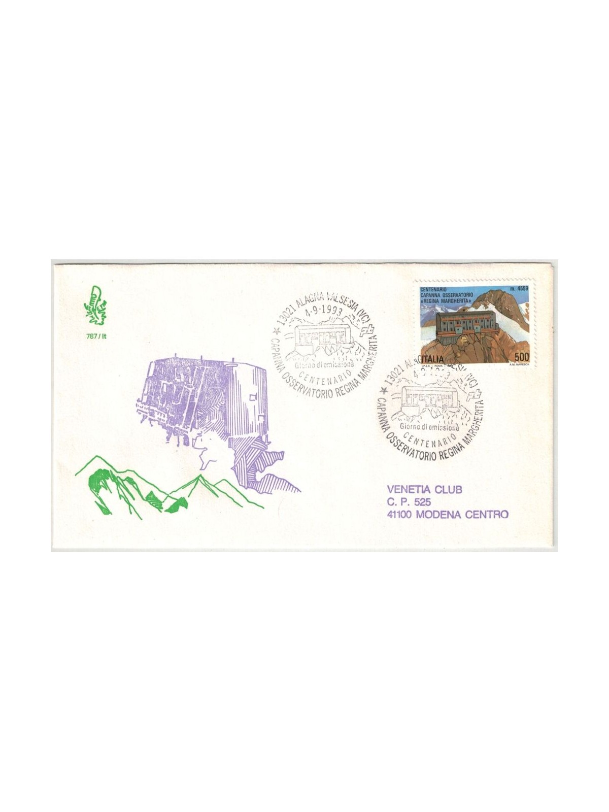 ITALIA 1993 FDC (Venetia) Capanna Margherita