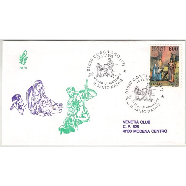 ITALIA 1993 FDC (Venetia) Natale, presepe vivente