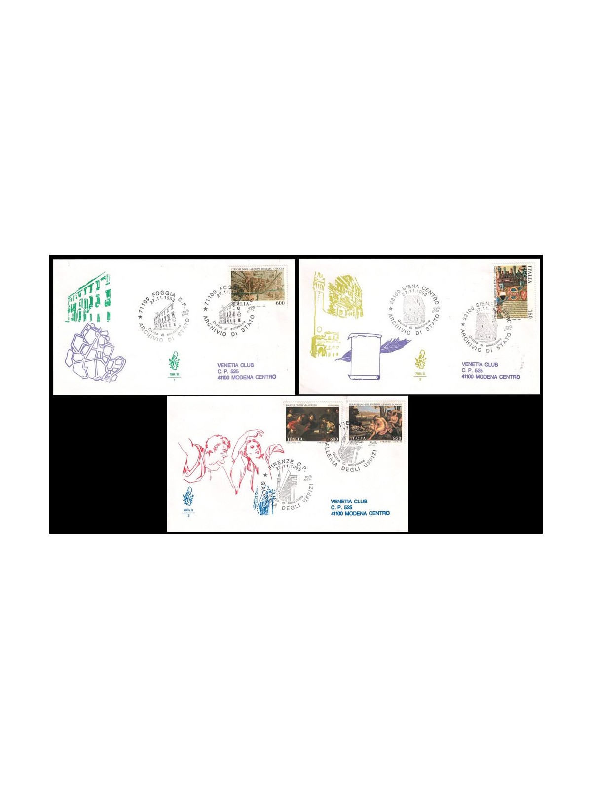 ITALY 1993 FDC (Venice) Museums and Archives