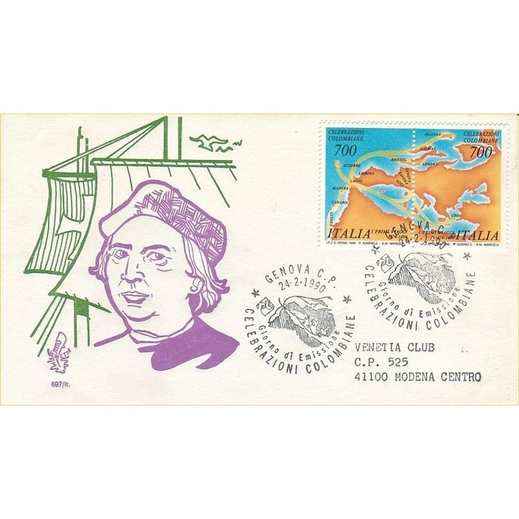 ITALIA 1990 FDC (Venetia) Celebrazioni colombiane