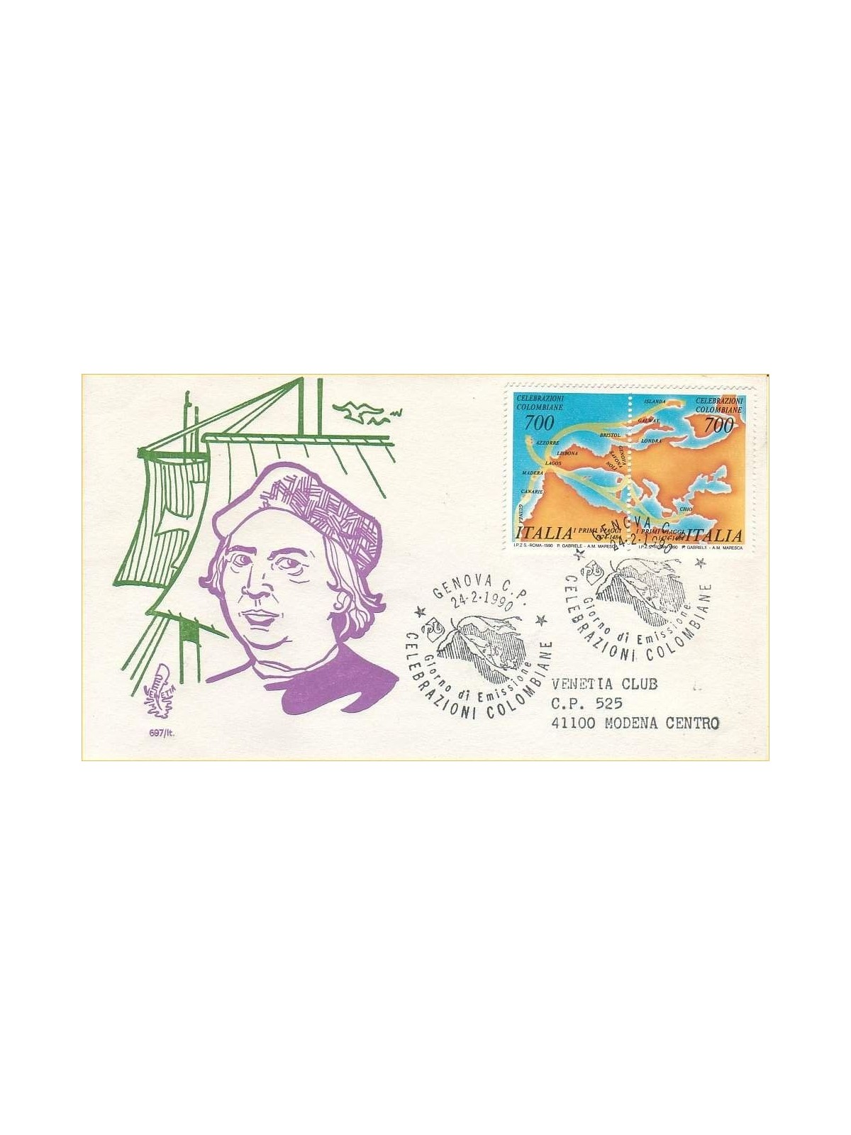 ITALY 1990 FDC (Venice) Colombian Celebrations