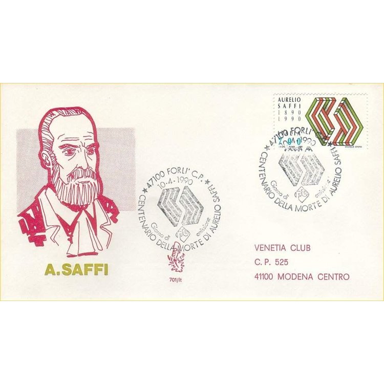 ITALIA 1990 FDC (Venetia) Aurelio Saffi