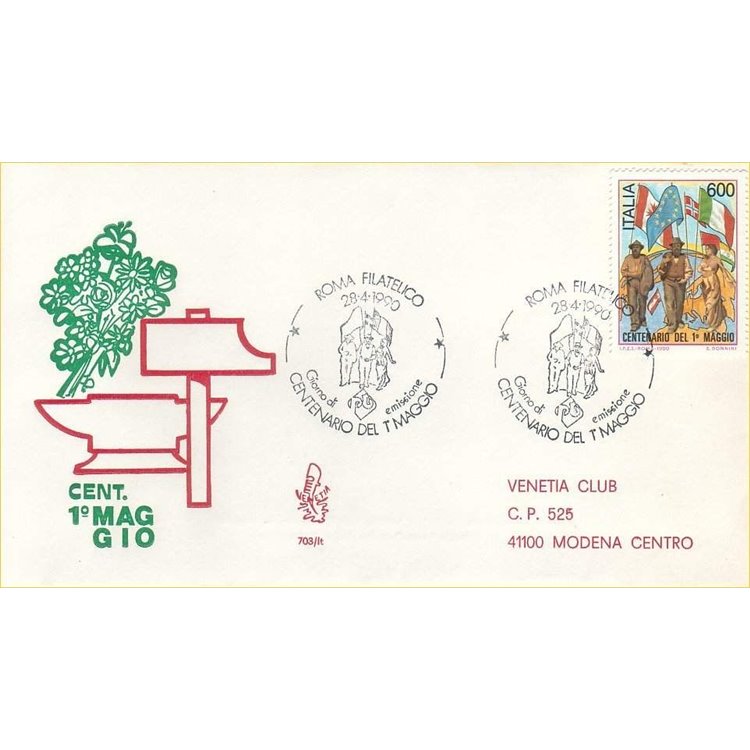 ITALIA 1990 FDC (Venetia) Centenario 1º maggio